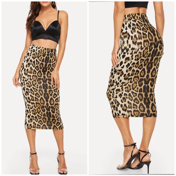 leopard print midi skirt bodycon